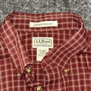 L.L. Bean Men’s Red Plaid Button-Down Shirt
